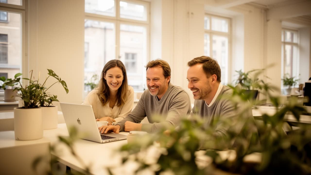 Techgruppens IT-team i ljust kontor